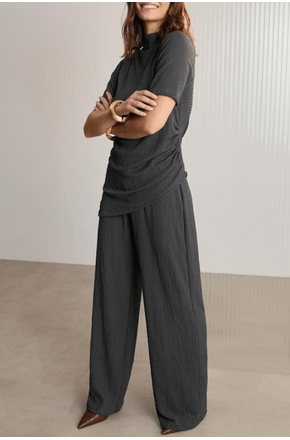 CONJUNTO MALHA CRINKLE CINZA - Lunender